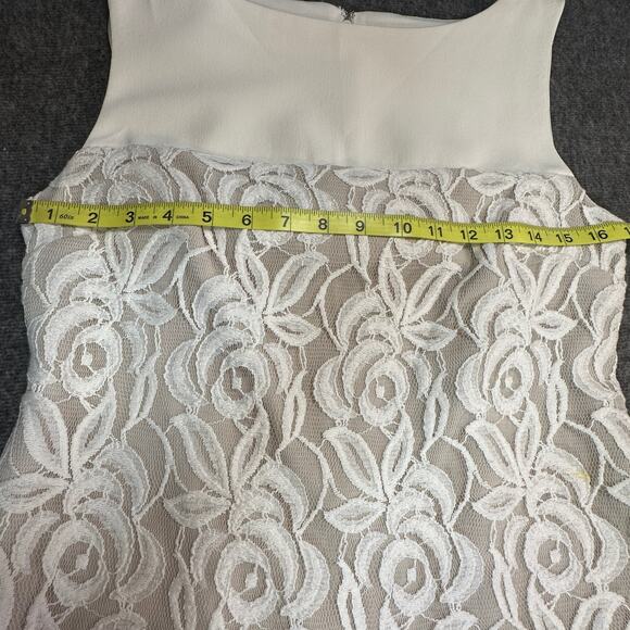 Sandra Darren Dress Womens 6P Neutral Colorblock Embroidered Sleeveless Sheath - Picture 4 of 11